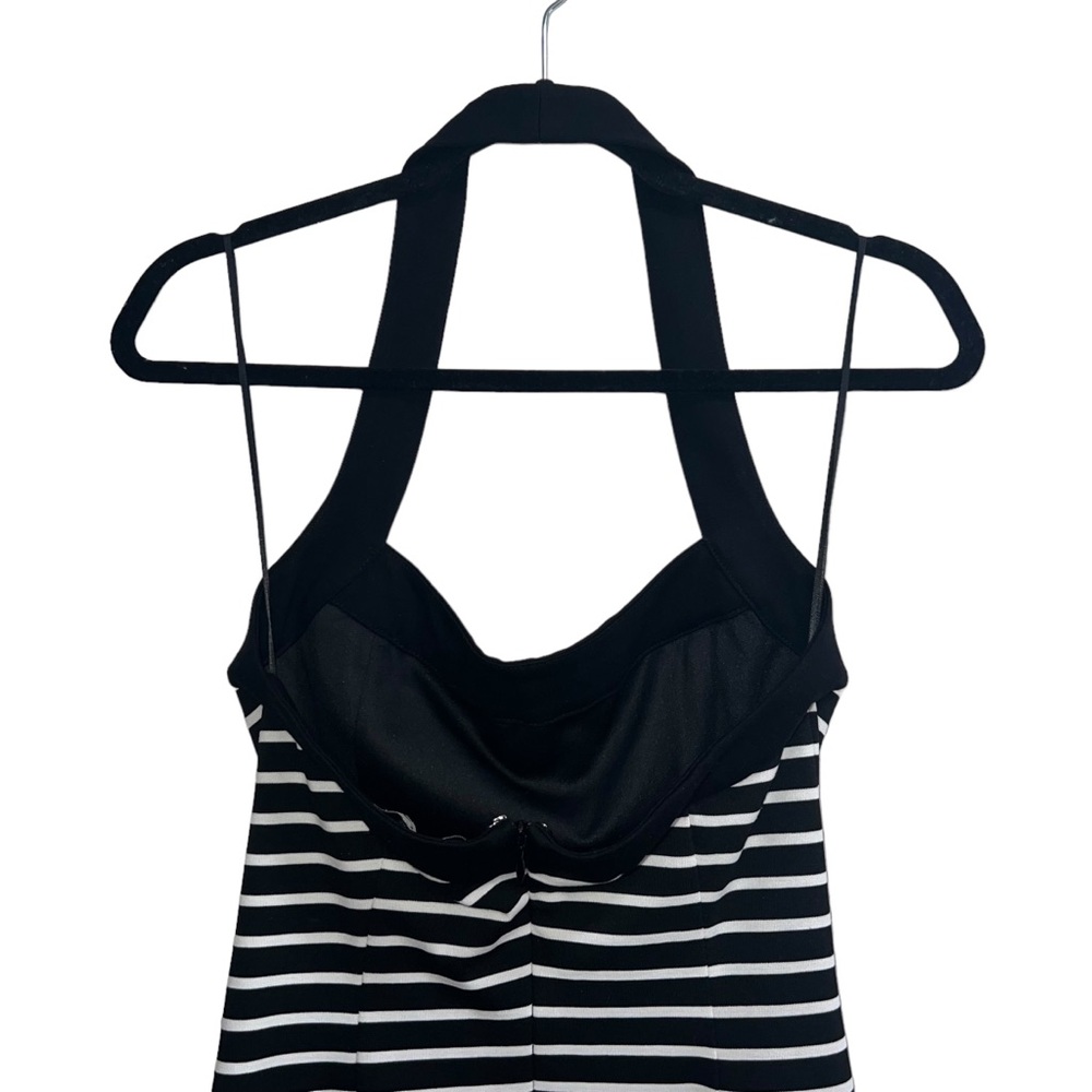 NEW NWT NICHOLAS Jane Contrast Square Neck Midi Dress In Black & Milk Stripe - Picture 8 of 13